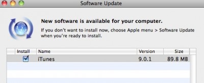 itunes901 400x163 Apple releases iTunes 9.0.1 to fix several bugs 