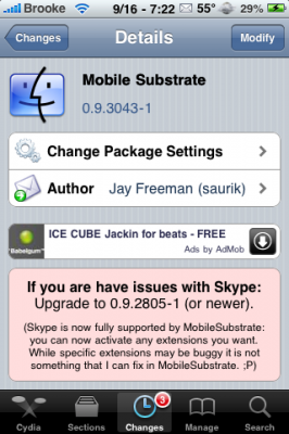  Обновление Mobile Substrate исправляет ошибки в WinterBoard Issues на прошивке 3.1 [Cydia]