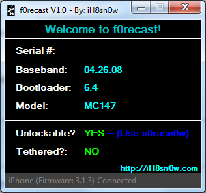 f0recast1 f0recast released: find out if your iPhone is jailbreakable and unlockable