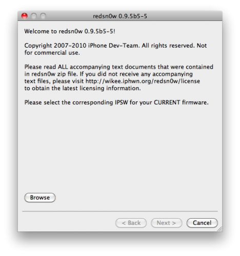 redsn0w 095b5 5 RedSn0w 0.9.5b5 5: iOS 4 jailbreak updated