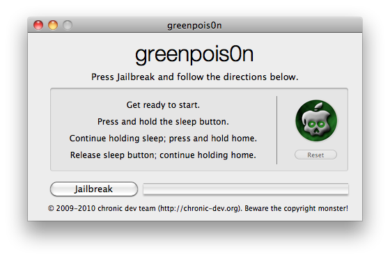 greenpois0n rc5 s3 Step by step tutorial: untethered jailbreak iOS 4.2.1 on iPhone, iPod or iPad using Greenpois0n for Mac OS