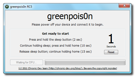 greenpois0n win 5 Пошаговая инструкция: отвязанный джейлбрейк iOS 4.2.1 на iPhone, iPod или iPad с помощью Greenpois0n для Windows