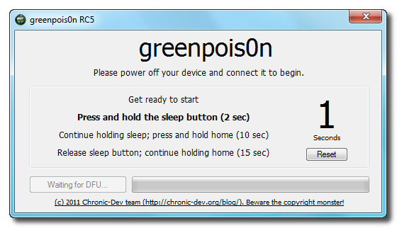 greenpois0n win 6 Пошаговая инструкция: отвязанный джейлбрейк iOS 4.2.1 на iPhone, iPod или iPad с помощью Greenpois0n для Windows