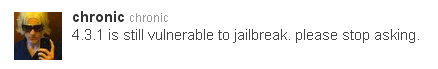431jail iOS 4.3.1 is still vulnerable to jailbreak