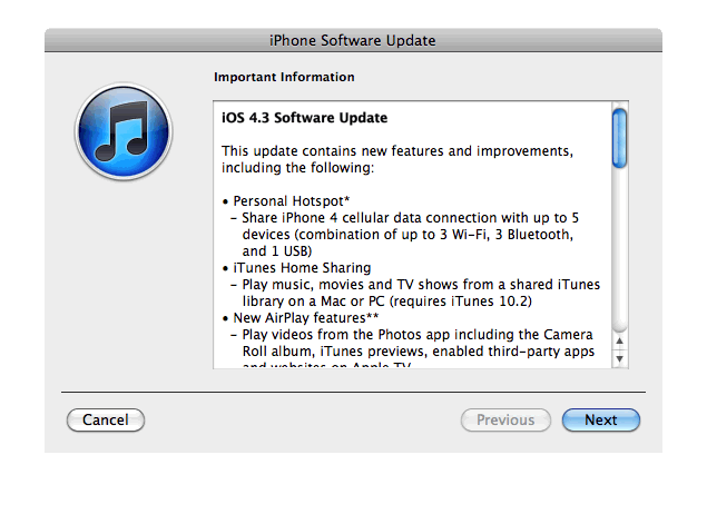 ios43 changes iOS 4.3 вышла