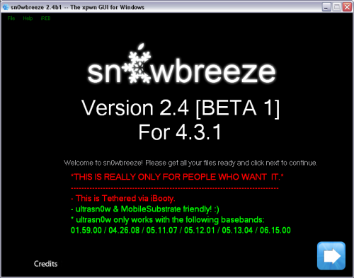 sn0wbreeze24b1 500x393 Sn0wBreeze 2.4: tethered jailbreak for iOS 4.3.1