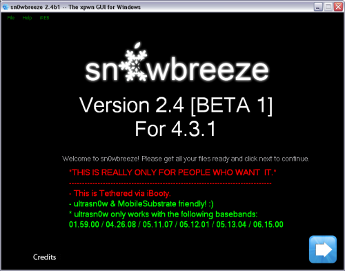 sn0wbreeze24b1 500x393 Sn0wBreeze 2.4: привязанный джейлбрейк iOS 4.3.1