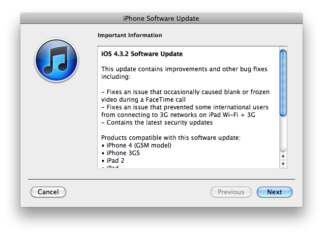 ios432 Apple released new firmware iOS 4.3.2